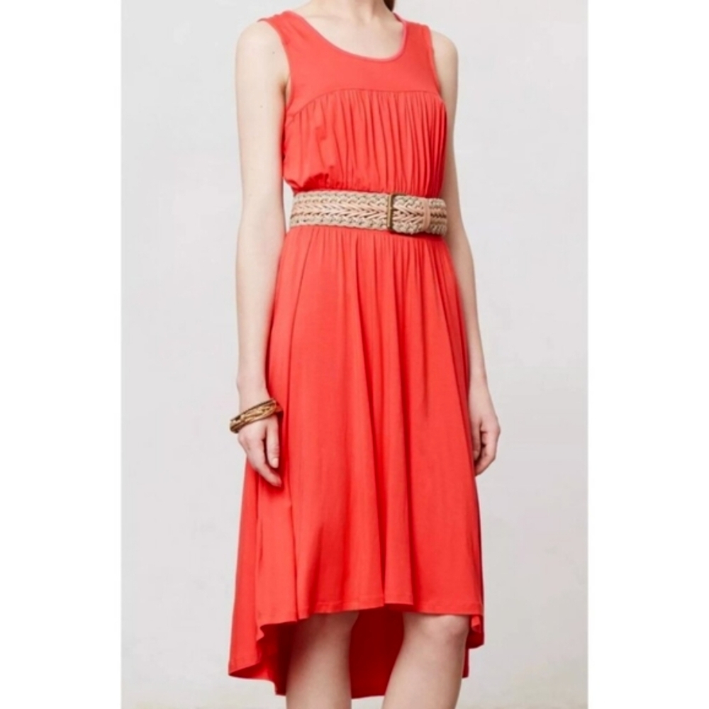 Anthropologie Girls from Savoy Annabel Midi Dress S M Smocked Waist Red